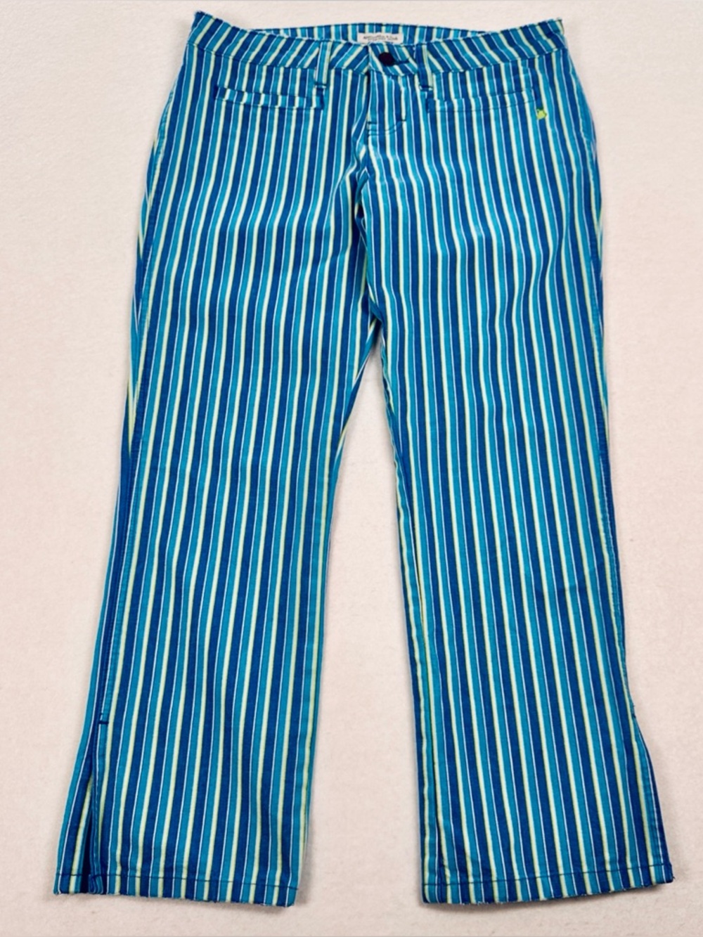 Abercrombie & Fitch VTG Y2K Low-Rise Boot Cut Striped Denim Women 2 Ankle Jeans